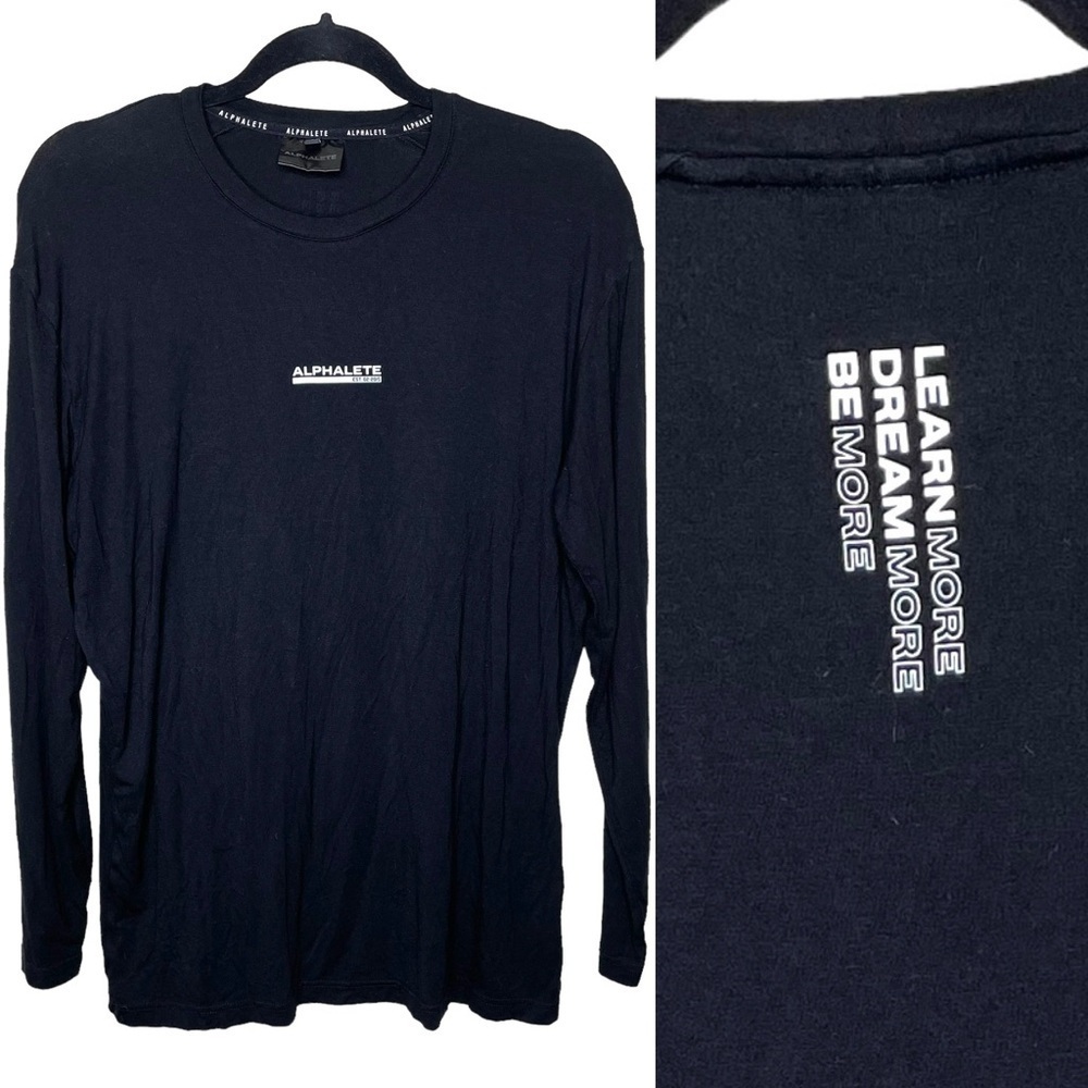 Alphalete Men’s Aspire Learn Dream Be More Workout Shirt Long‎ Sleeve Large